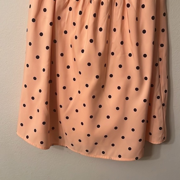 👗Forever 21 Peach polka dot side zipper strapless mini dress size M - Picture 5 of 7